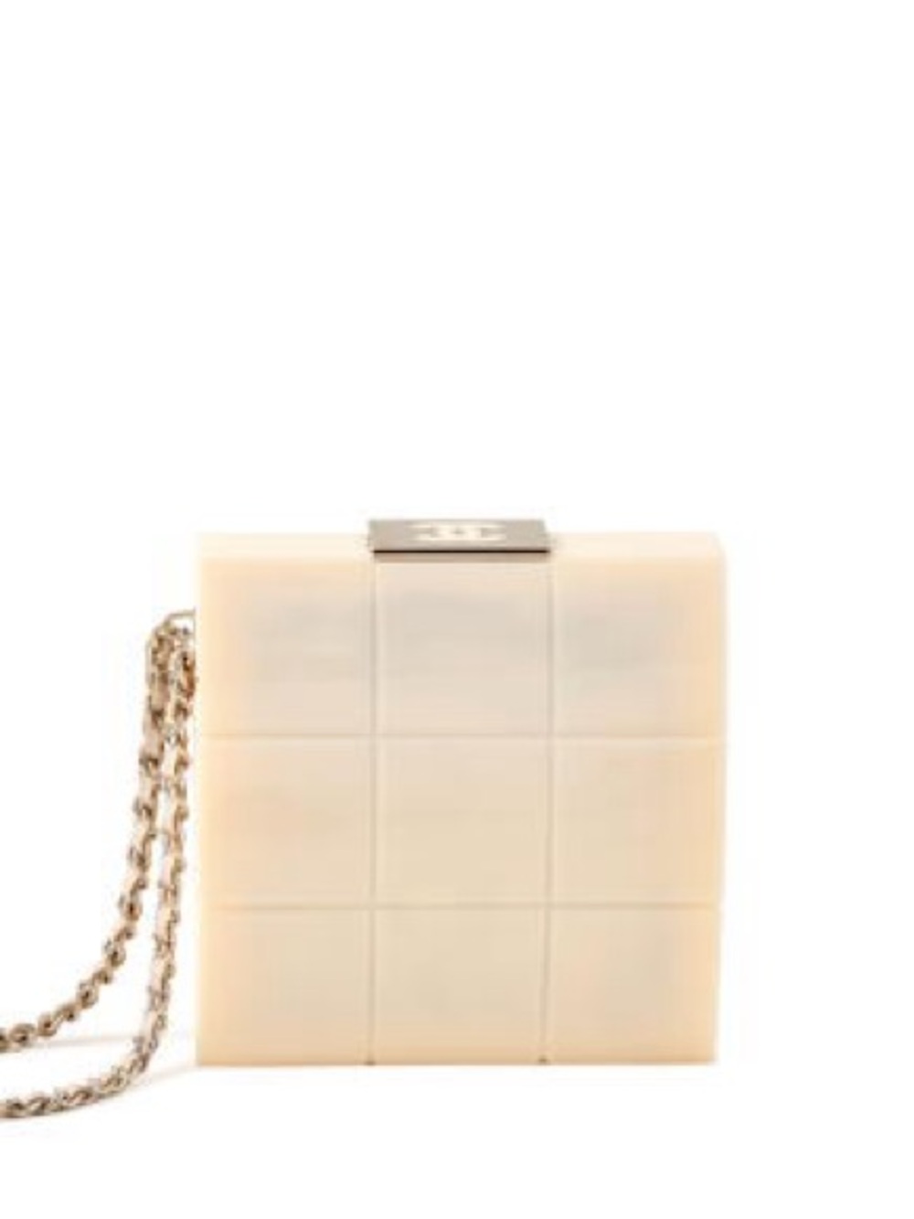 Vintage Y2K Chanel Chocolate Bar Minaudiere Acrylic Chain Strap Clutch Bag